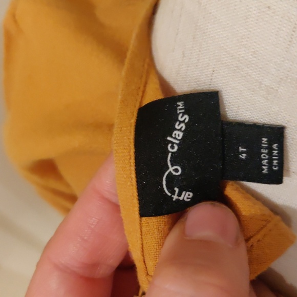 Art class 4T mustard/cider girls broidered long sleeves linen dress - Picture 5 of 8